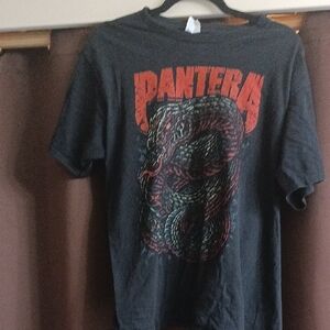 Port and Company Black Pantera Graphic Tee with Red and Green Print